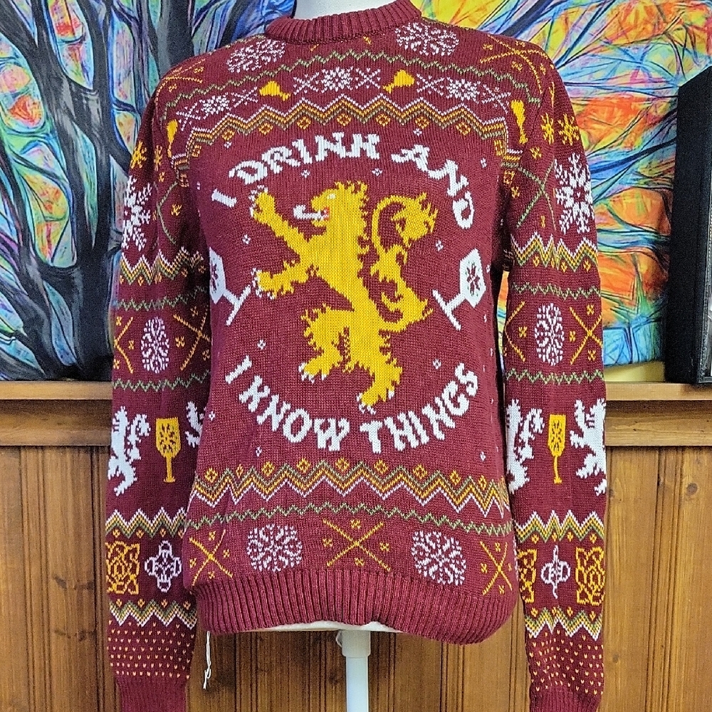 Men's Red Graphic Sweater Game Of Thrones Size Small Men